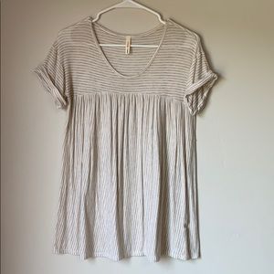 Cream and Oatmeal Stripped Tee